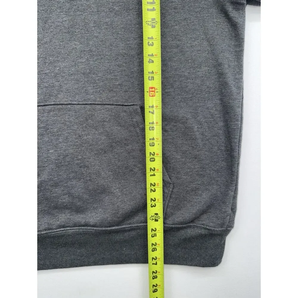 The North Face Men's Gray Pullover Hoodie M Fuzzy Black Logo Drawstring Pockets